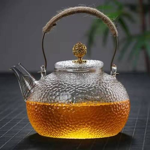 现货销售铜把提梁壶日式透明玻璃茶壶功夫茶壶 高硼硅玻璃泡茶壶